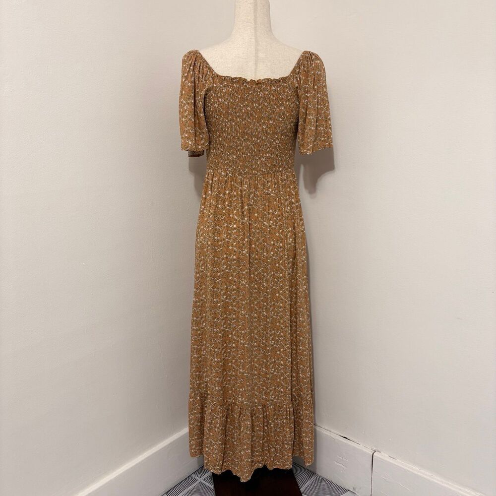 NWT Heyson Mustard Floral Smocked Maternity Maxi Dress Sz M - Picture 5 of 8
